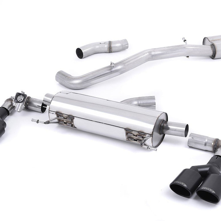 Milltek Sport Resonated Cat-Back Quad Cerakote Black Oval Tips Audi S1