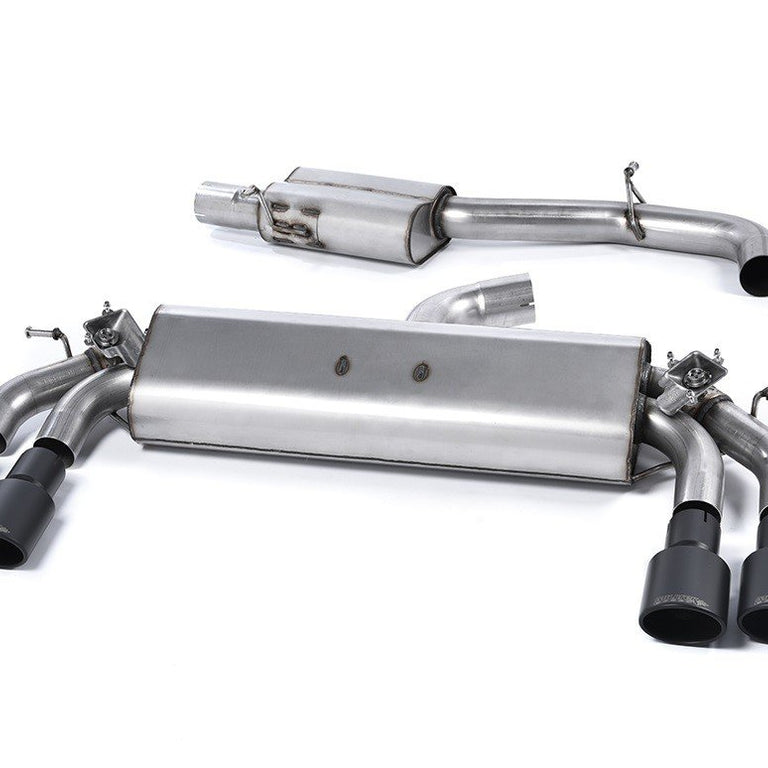 Milltek Sport Resonated Cat-Back Quad Cerakote Black Oval Tips Audi S3 8V